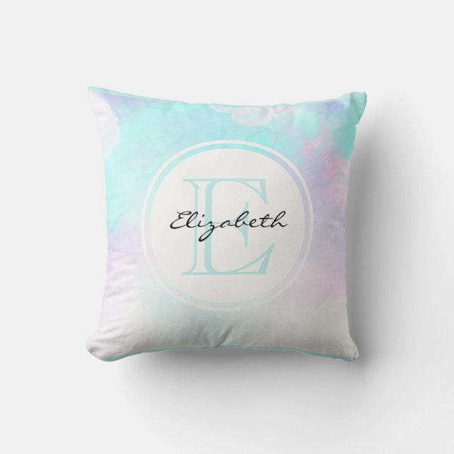 Modern Abstract Blue & Purple Watercolor Throw Pillow (Front)