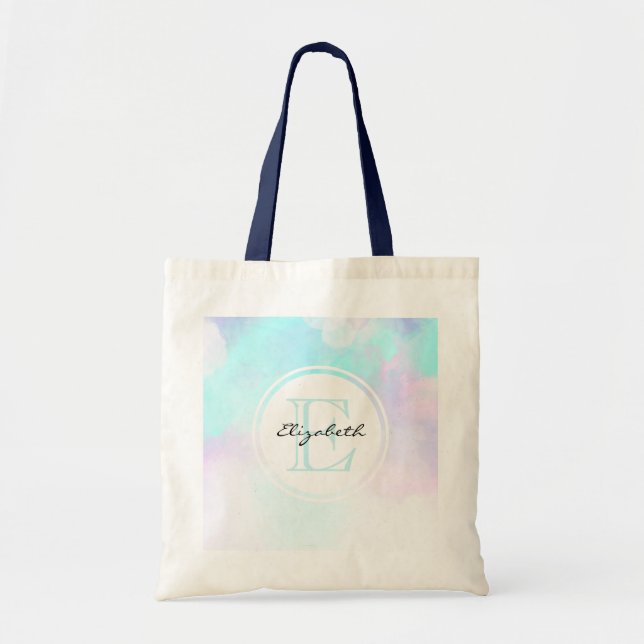 Modern Abstract Blue & Purple Watercolor Tote Bag (Front)