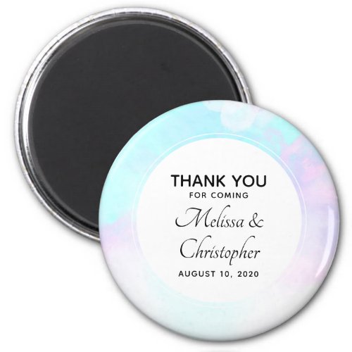 Modern Abstract Blue  Purple Watercolor Wedding Magnet