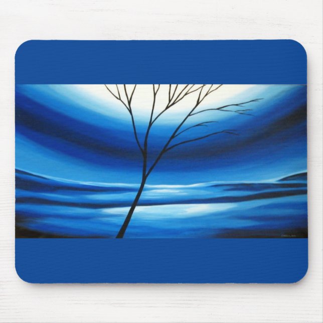 Modern Abstract Blue Sky Tree Elegant Template Mouse Pad (Front)