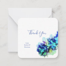 Modern Abstract Blue & Turquoise Wedding Thank You