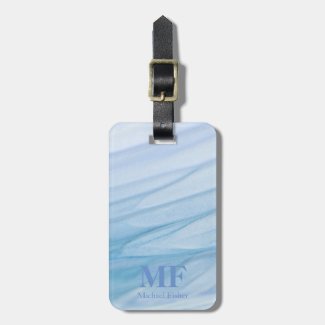 Modern Abstract Blue Watercolor Pattern - Monogram Luggage Tag