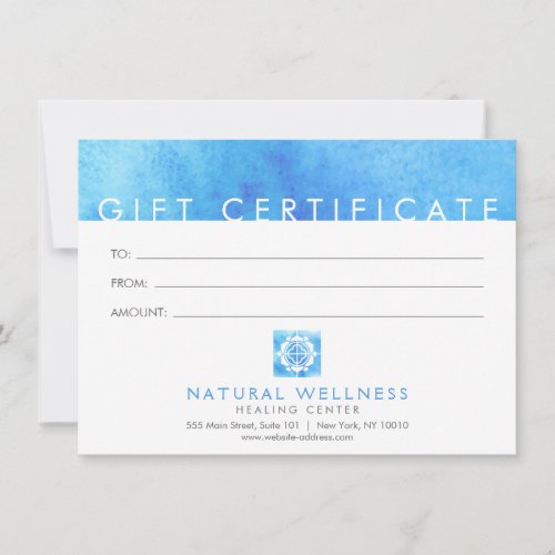 Modern Abstract Blue Wellness Gift Certificate