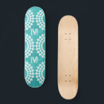Modern Abstract Blue White Monogram Skateboard<br><div class="desc">Modern Abstract Blue White Monogram skateboard. Modern cool skateboard with monogram and an abstract blue and white pattern. Design inspired by the beautiful colors of the sky.</div>