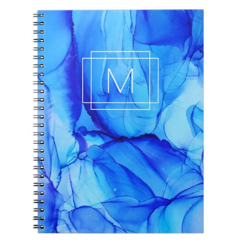 Modern Abstract Blue White Purple Monogram Notebook