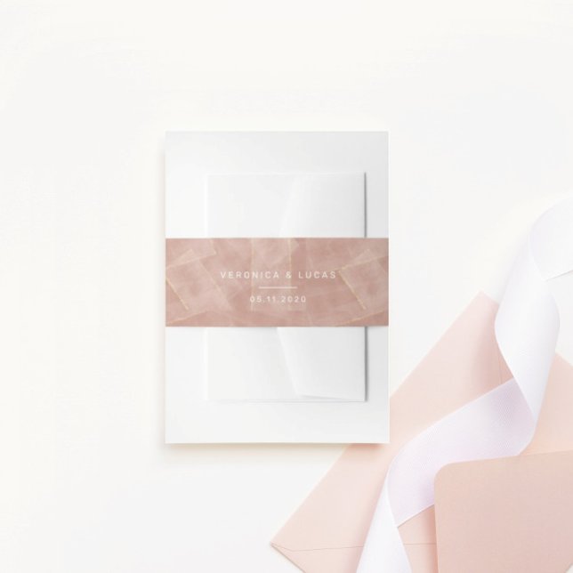 modern abstract blush gold Wedding  Invitation Belly Band (Creator Uploaded)