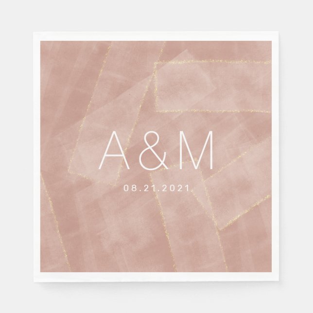 modern abstract blush goldmonogram wedding  napkins (Front)