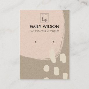 MODERN ABSTRACT BLUSH PEACH KRAFT EARRING DISPLAY BUSINESS CARD