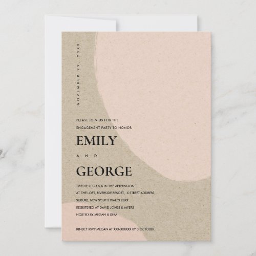 MODERN ABSTRACT BLUSH PEACH PINK ENGAGEMENT INVITE