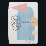 Modern Abstract Blush Pink Blue Shapes Monogram iPad Pro Cover<br><div class="desc">Design features a fun group of modern abstract minimalist-type shapes in blush pink,  blue,  and black.  Customize the name of choice.  Great gift idea for all occasions.</div>