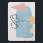 Modern Abstract Blush Pink Blue Shapes Monogram iPad Pro Cover<br><div class="desc">Design features a fun group of modern abstract minimalist-type shapes in blush pink,  blue,  and black.  Customize the name of choice.  Great gift idea for all occasions.</div>