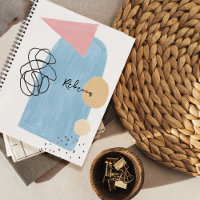 Modern Abstract Blush Pink Blue Shapes Monogram