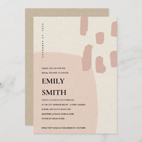 MODERN ABSTRACT BLUSH PINK BRIDAL SHOWER INVITE