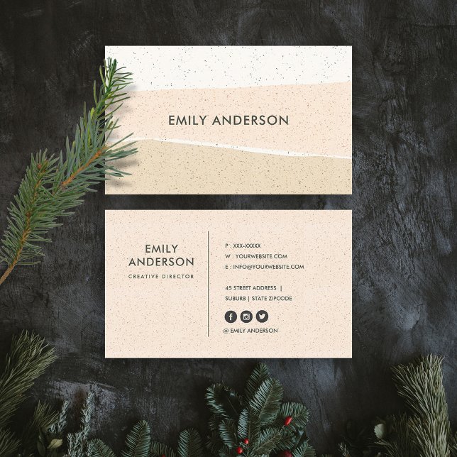 MODERN ABSTRACT BLUSH PINK CERAMIC TEXTURE WAVES BUSINESS CARD (Creator Uploaded)