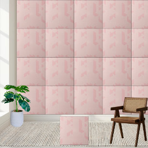 Modern Abstract Blush Pink Geometric  Ceramic Tile