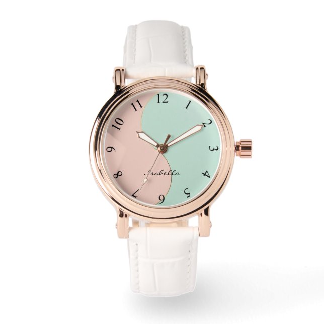 Modern Abstract Blush Pink Mint Collection Watch (Front)
