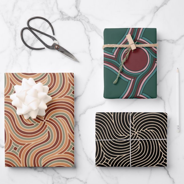 Modern Abstract Bohemian Patterned Wrapping Paper Sheets (Front)