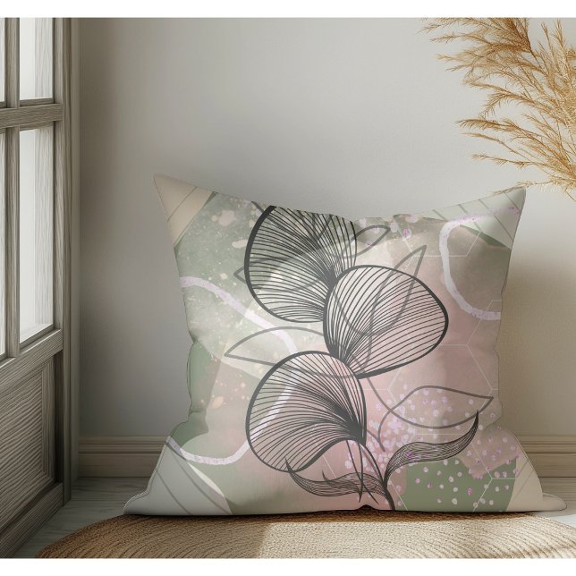Modern Abstract Boho Botanical Throw Pillow (Creator Uploaded)