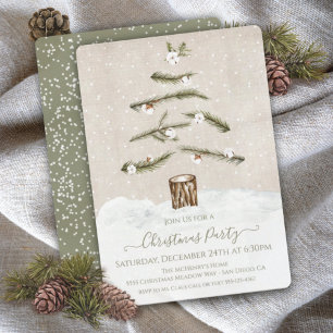 Modern Abstract Boho Christmas Tree Party Invitation