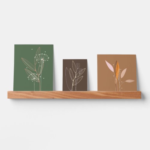 Modern Abstract Boho Floral Plant Art 3 Picture Ledge