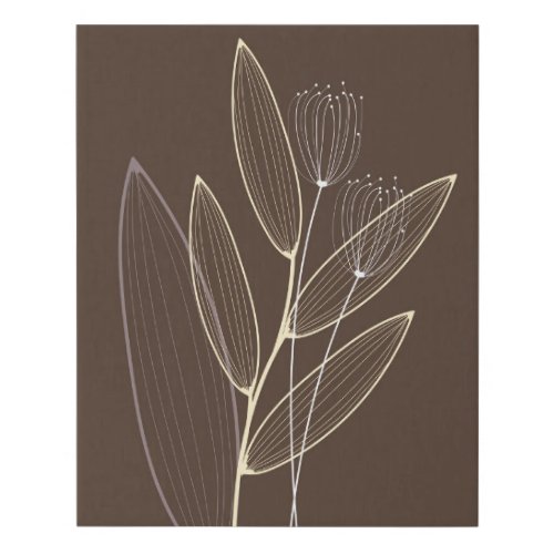 Modern Abstract Boho Floral Plant Art Decor Brown  Faux Canvas Print