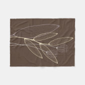Modern Abstract Boho Floral Plant Art Decor Brown Fleece Blanket (Front (Horizontal))