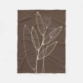 Modern Abstract Boho Floral Plant Art Decor Brown Fleece Blanket (Front)