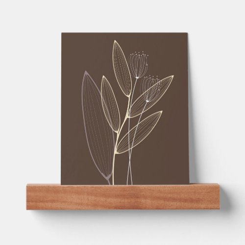Modern Abstract Boho Floral Plant Art Decor Brown  Picture Ledge