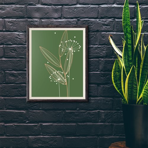 Modern Abstract Boho Floral Plant Art Dcor Poster