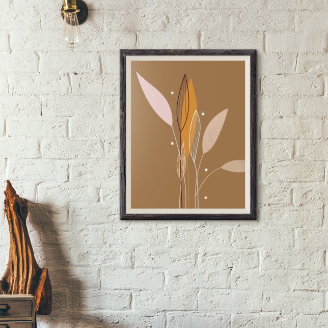 Modern Abstract Boho Floral Plant Art  Poster