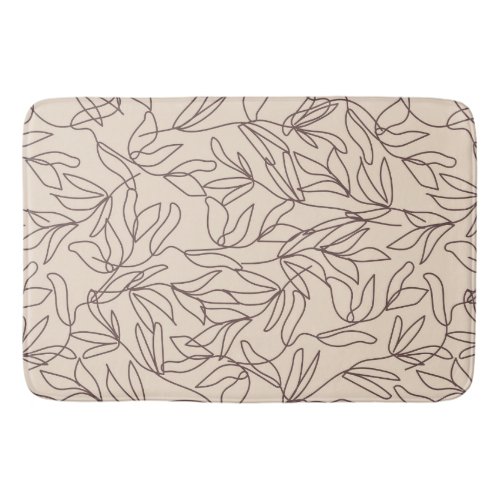 Modern abstract boho line art leaves pattern bath mat