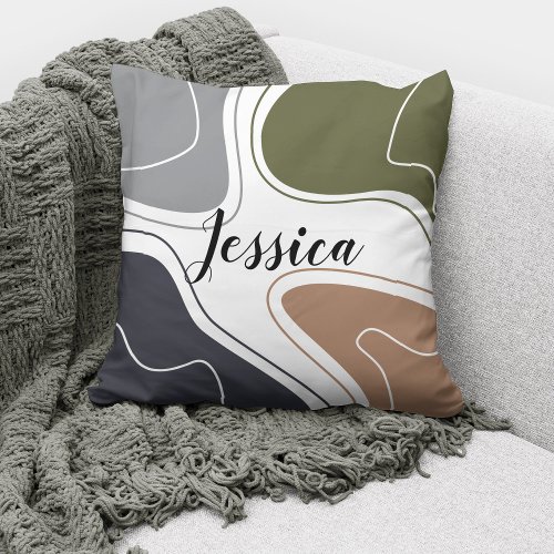 Modern Abstract Boho Pattern Name Throw Pillow