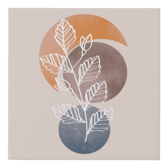 Modern Abstract Boho Plant Foliage Artwork Faux Canvas Print (Front)