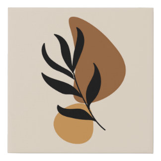 Modern Abstract Boho Plant Shapes Art Faux Canvas Print