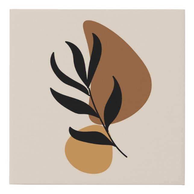 Modern Abstract Boho Plant Shapes Art Faux Canvas Print (Front)