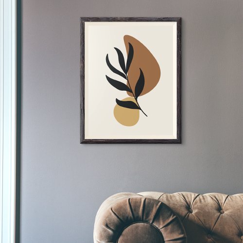 Modern Abstract Boho Plant Shapes Art Poster