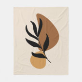 Modern Abstract Boho Plant Shapes Artwork Fleece Blanket (Front)