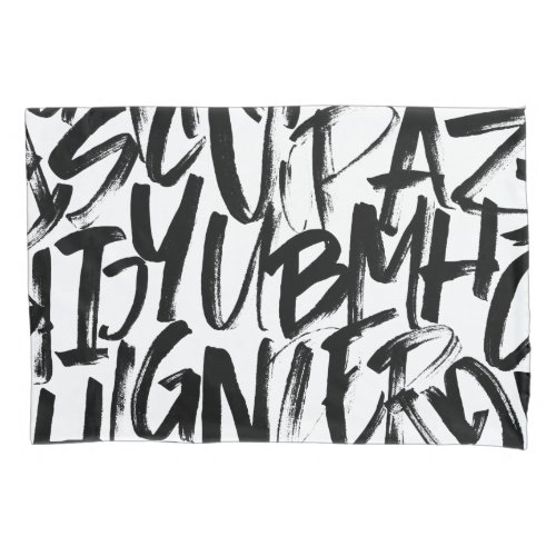 Modern Abstract Bold Black Letters Pillow Case