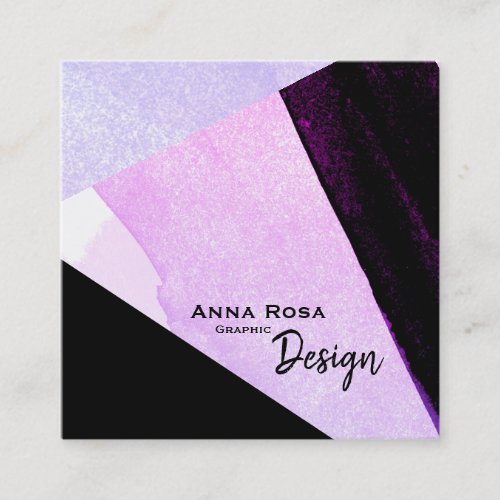  Modern Abstract Bold Geometric Black Blue Pink Square Business Card
