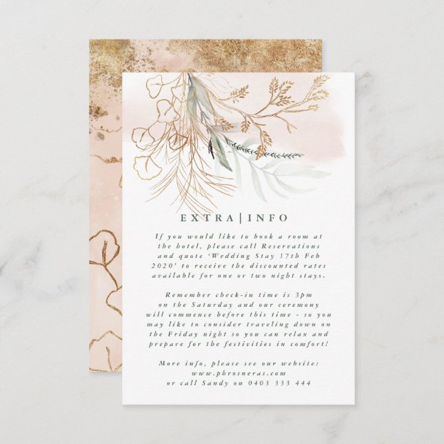 MODERN ABSTRACT Botanical Eucalyptus Greenery INFO Enclosure Card (Front/Back)