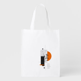Modern Abstract Botanical Geometric Wall Art Grocery Bag