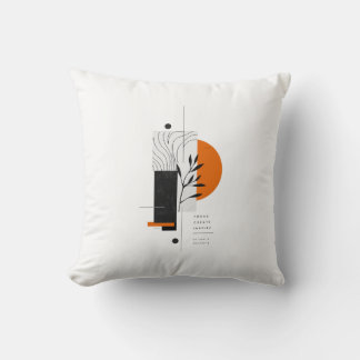 Modern Abstract Botanical Geometric Wall Art Throw Pillow