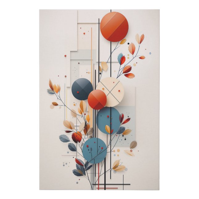 Modern Abstract Botanical Geometry Faux Canvas Print (Front)