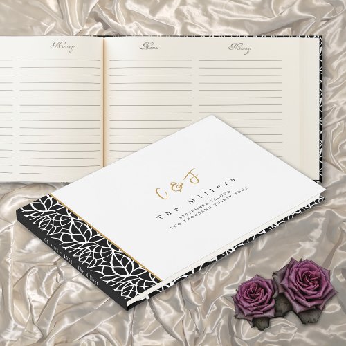 Modern Abstract Botanical Leaves Wedding Guest Book