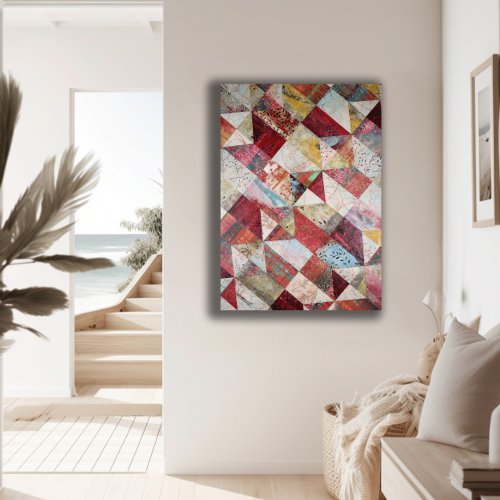 Modern Abstract Botanical Patchwork  Faux Canvas Print
