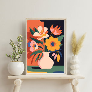 Modern Abstract Botanical Vase Flower Poster