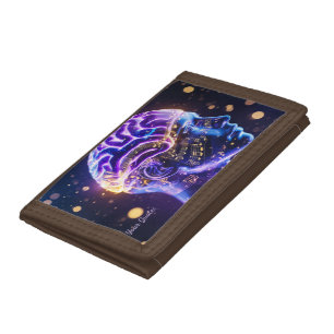 Modern Abstract Brain Art with Musical Notes Trifold Wallet