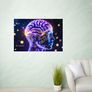 Modern Abstract Brain Art with Musical Notes Wall Decal