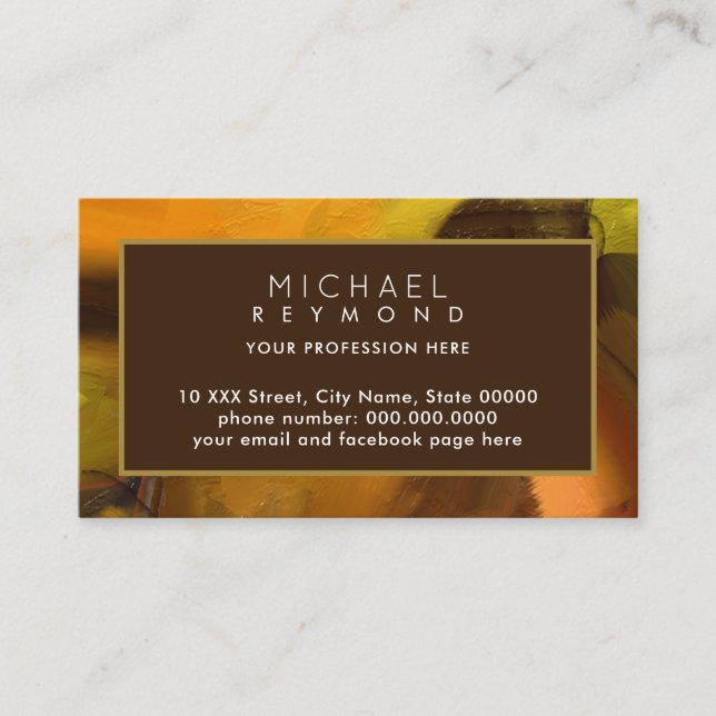 Modern Abstract Brown Frame Business Card (Front)