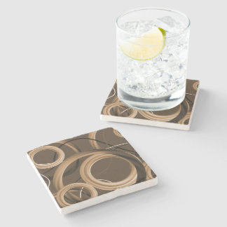 Modern Abstract Brown Swirl  Stone Coaster